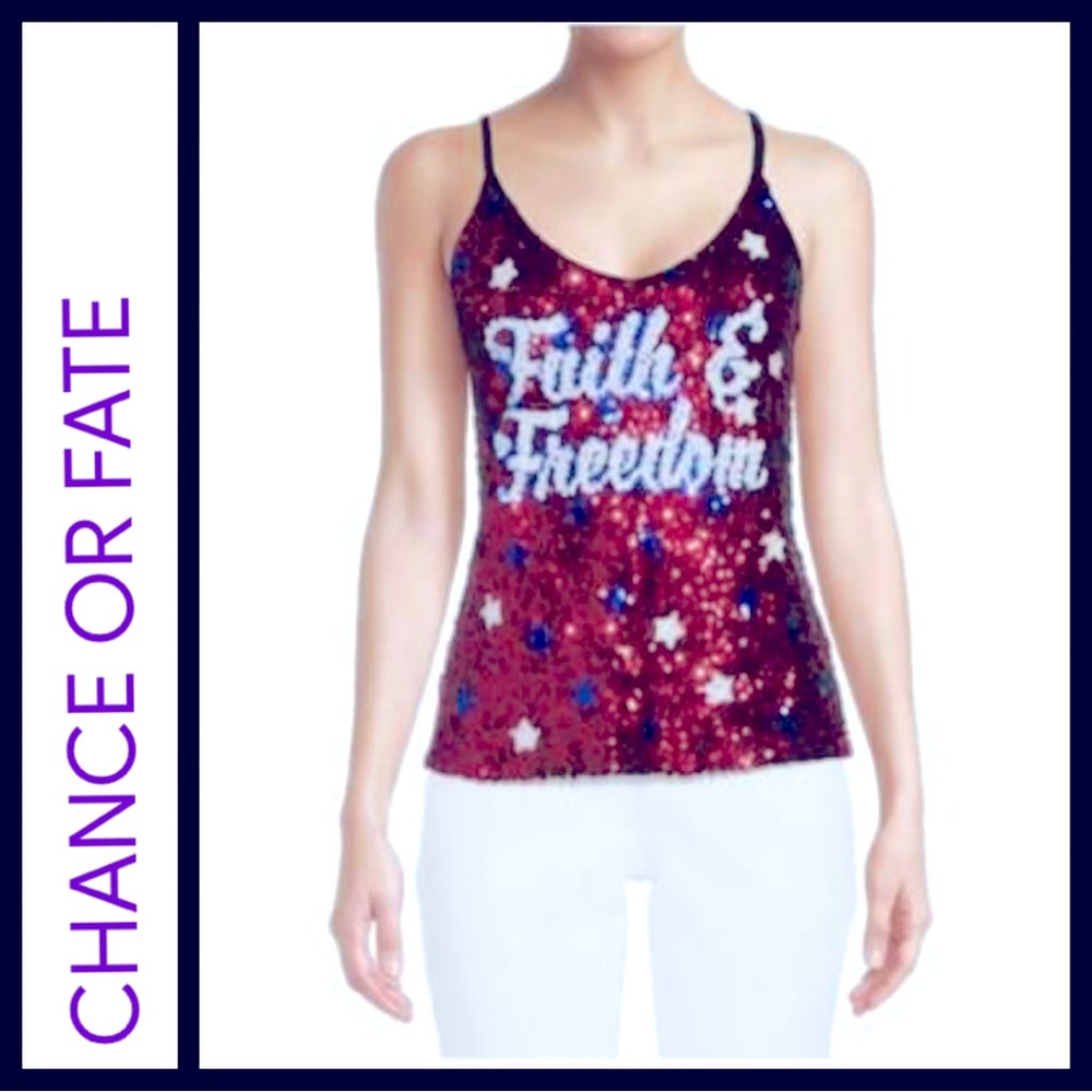 NWT Faith & Freedom Sequin Tank Top